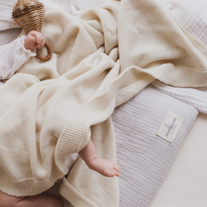 Bio-Schurwolle Baby-Strickdecke - murmunto